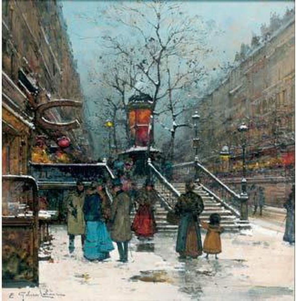 Boulevard Saint-martin A Paris Oil Painting by Eugene Galien-Laloue