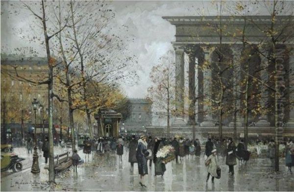 La Madeleine Oil Painting by Eugene Galien-Laloue