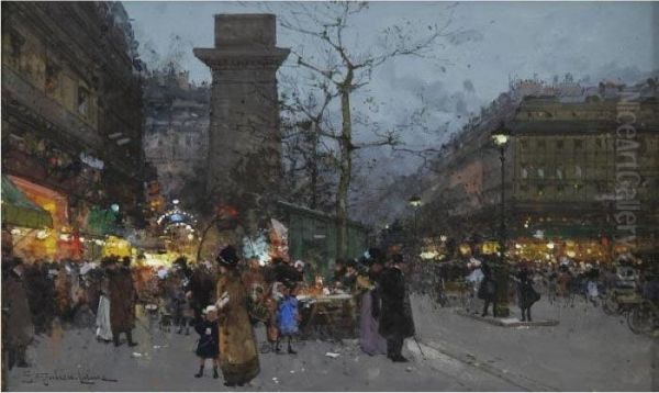 La Porte Saint Denis Oil Painting by Eugene Galien-Laloue