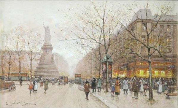 Place De La Republique Oil Painting by Eugene Galien-Laloue