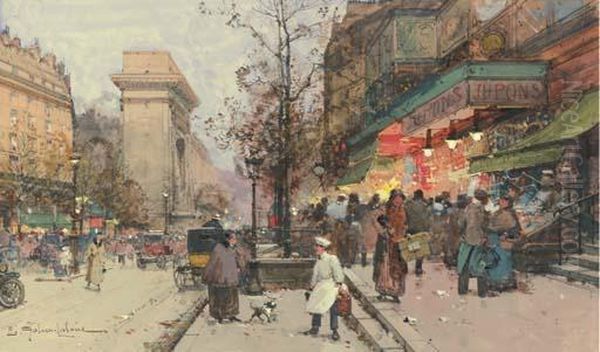 L'arche De La Porte St Denis Oil Painting by Eugene Galien-Laloue