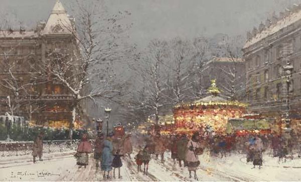 Paris, Place D'anvers Oil Painting by Eugene Galien-Laloue