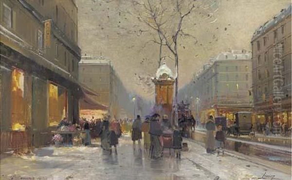 Boulevard St. Germain Oil Painting by Eugene Galien-Laloue