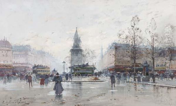 Place Clichy Oil Painting by Eugene Galien-Laloue