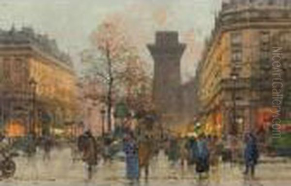 Les Grands Boulevards A Paris Oil Painting by Eugene Galien-Laloue