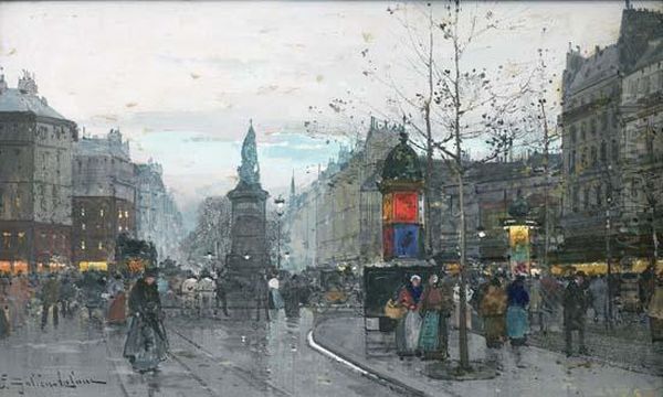 La Place De La Republique Oil Painting by Eugene Galien-Laloue