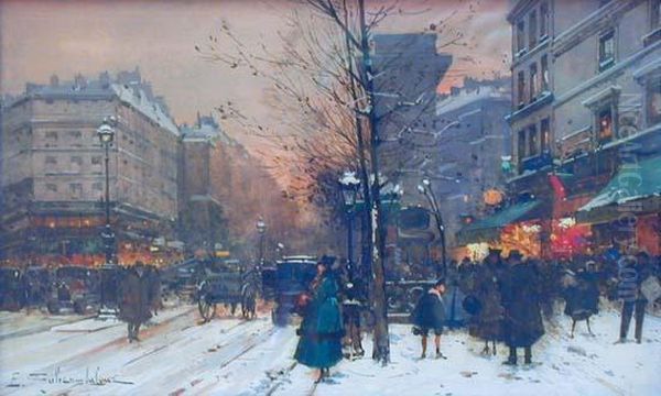 Le Boulevard Des Italiens Oil Painting by Eugene Galien-Laloue