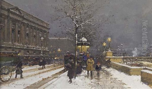 Quai D'orsay, Paris Oil Painting by Eugene Galien-Laloue