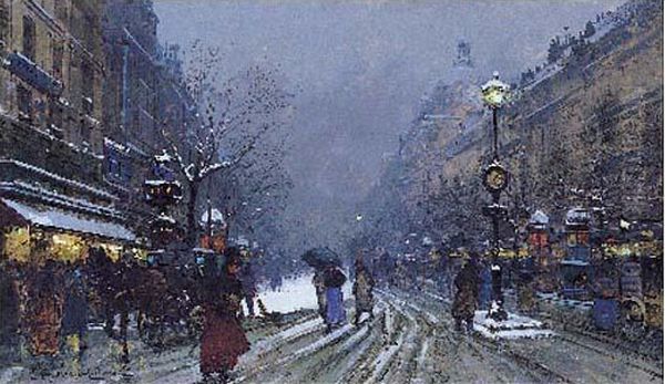 Paris : Le Boulevard Des Italiens Oil Painting by Eugene Galien-Laloue