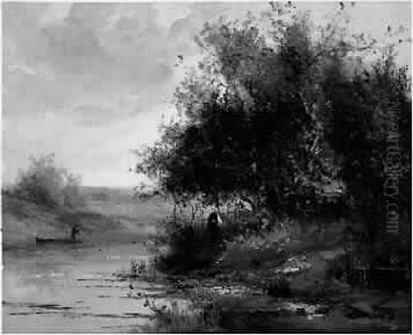 Bord De Riviere Oil Painting by Eugene Galien-Laloue