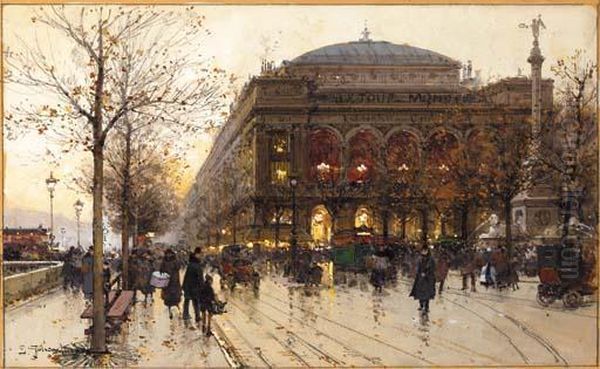 Place Du Chatelet Oil Painting by Eugene Galien-Laloue