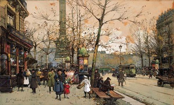 Place De La Republique Oil Painting by Eugene Galien-Laloue