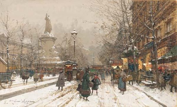 Place De La Republique Oil Painting by Eugene Galien-Laloue