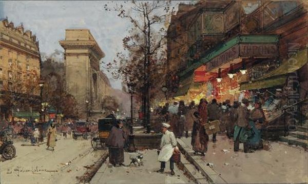 Le Port De St. Denis Oil Painting by Eugene Galien-Laloue