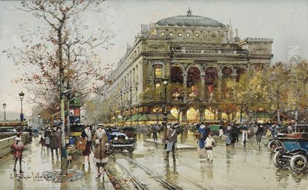 Chatelet Oil Painting by Eugene Galien-Laloue