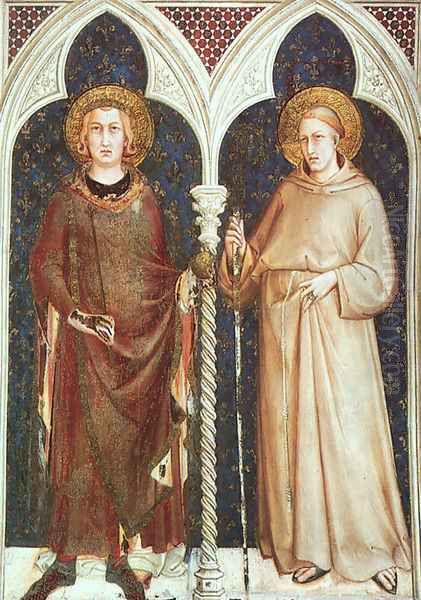 St. Louis of France and St. Louis of Toulouse 1321 Oil Painting by Simone Martini