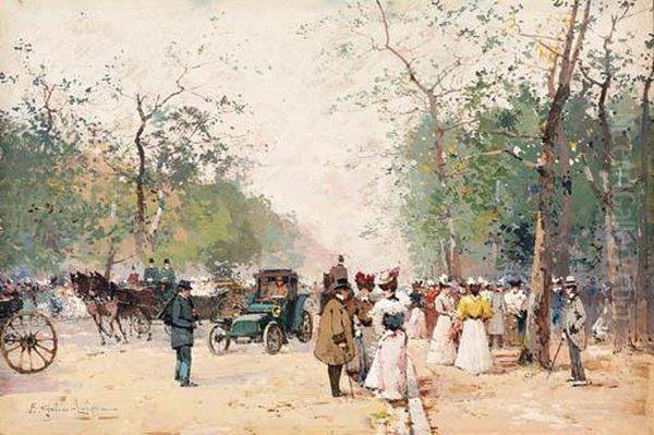 The Bois De Boulogne Oil Painting by Eugene Galien-Laloue