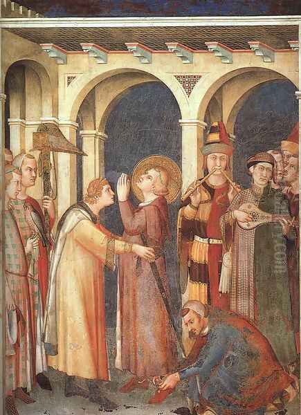 St. Martin is Knighted 1321 Oil Painting by Simone Martini