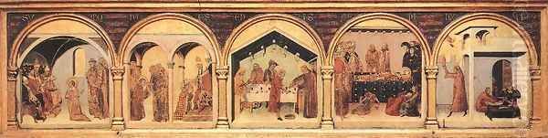 Altar of St Louis of Toulouse predella Oil Painting by Simone Martini