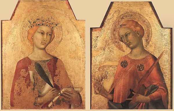 St Catherine and St Lucy Oil Painting by Simone Martini