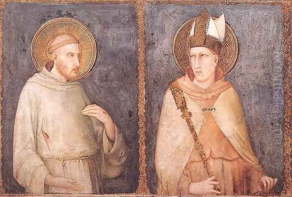 St Francis and St Louis of Toulouse Oil Painting by Simone Martini