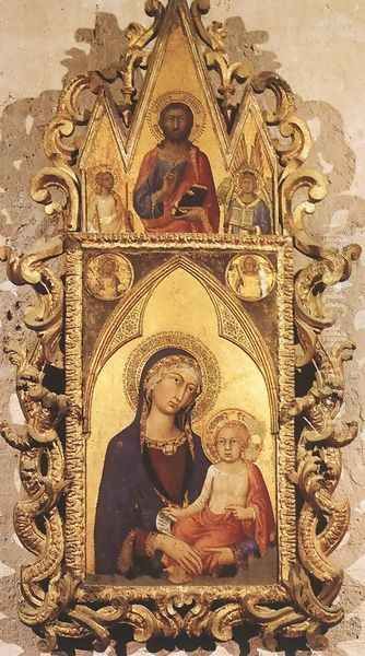 Madonna and Child with Angels and the Saviour Oil Painting by Simone Martini