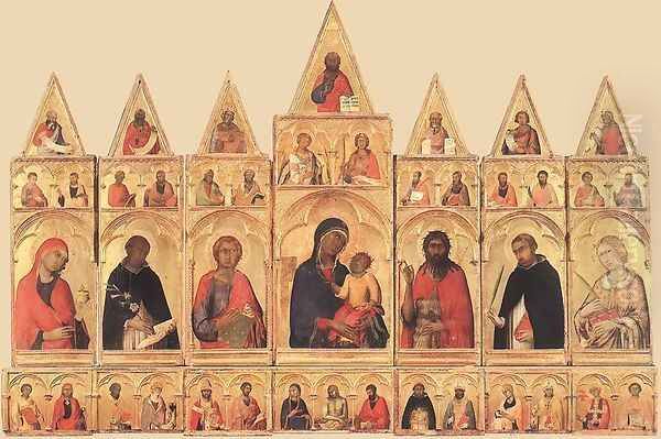 Polyptych of Santa Caterina (Pisa Polyptych) Oil Painting by Simone Martini