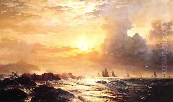 Ships at Sea Oil Painting by Edward Moran