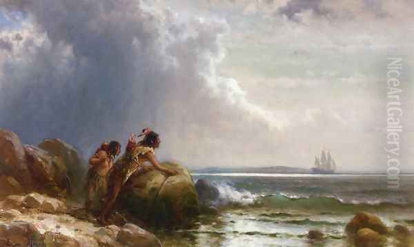 Watching Henry Hudson Enter New York Bay Oil Painting by Edward Moran