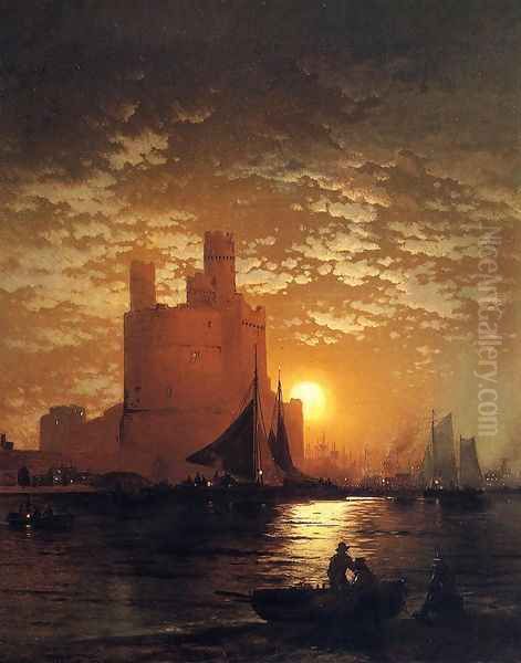 Moonlit Scene Oil Painting by Edward Moran