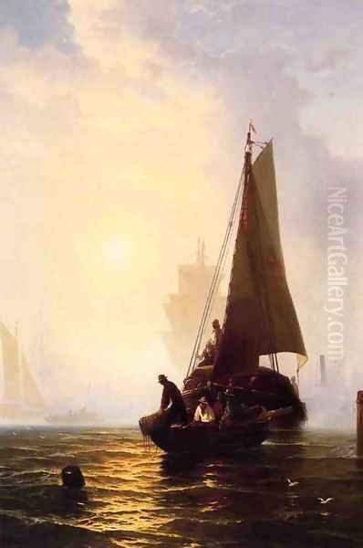 Bringing in the Catch Oil Painting by Edward Moran