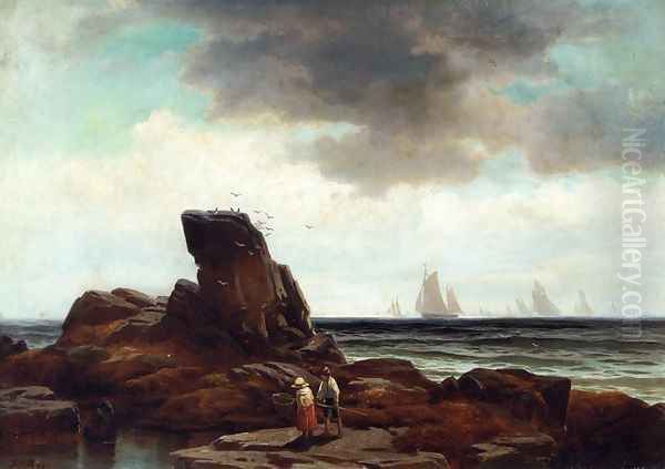 Crabbing by the Shore Oil Painting by Edward Moran