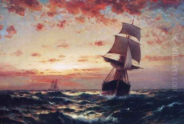 Ships at Sea I Oil Painting by Edward Moran