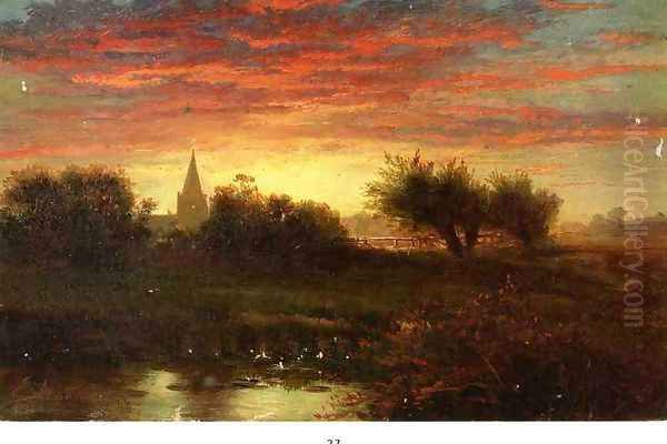 Summer Sunset Oil Painting by Edward Moran