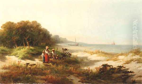 Figures along the Coast Oil Painting by Edward Moran