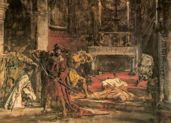 Slaying of St. Stanislaus Oil Painting by Jan Matejko