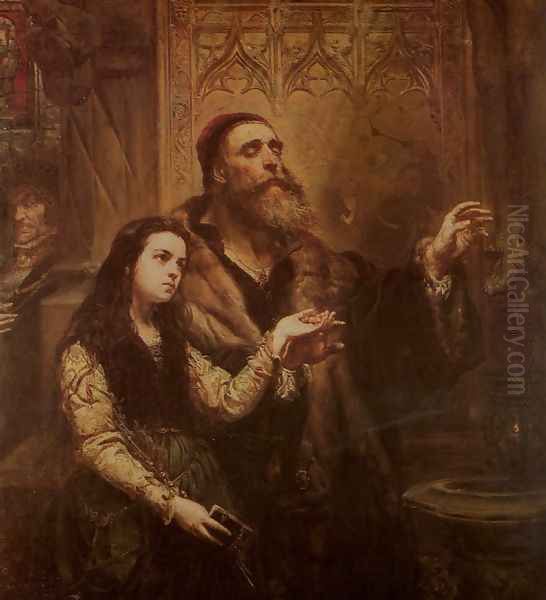 Blind Wit Stwosz with His Granddaughter Oil Painting by Jan Matejko