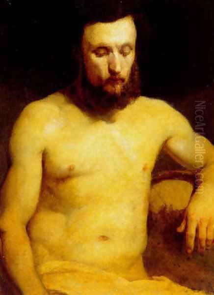 Male Figure (study) Oil Painting by Jan Matejko