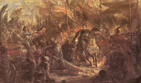 King John III Sobieski Presenting Canon Denhoff with a Letter to the Pope Oil Painting by Jan Matejko