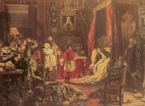 Death of Sigismund Augustus in Knyszyn Oil Painting by Jan Matejko