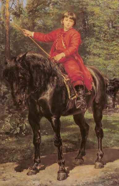 Portrait of the Artist's Son on Horseback Oil Painting by Jan Matejko