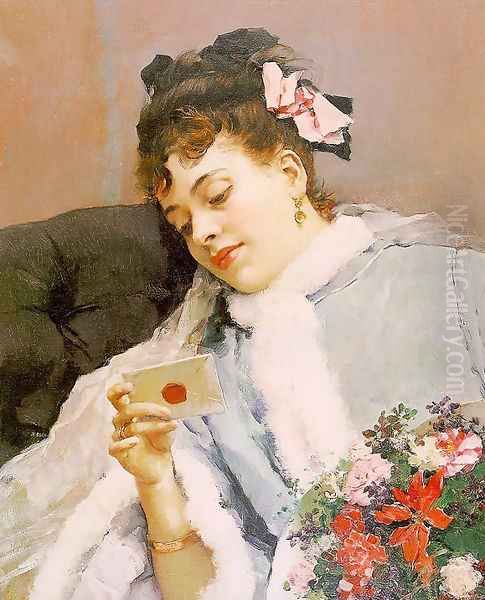 The Love Letter Oil Painting by Raimundo de Madrazo y Garreta