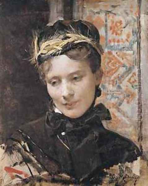 Portrait of a Lady Oil Painting by Raimundo de Madrazo y Garreta