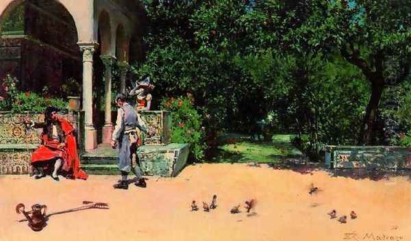 Scene in the gardens of the Fortress of Seville Oil Painting by Raimundo de Madrazo y Garreta