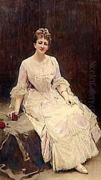 Portrait of the Marquise d'Hervey, assise Oil Painting by Raimundo de Madrazo y Garreta