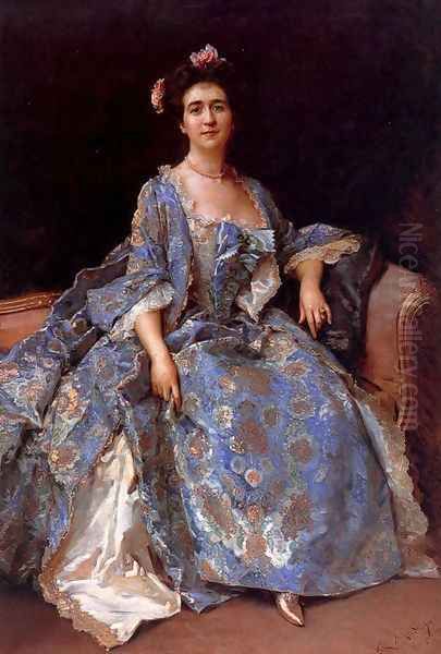 Portrait of Mrs Oil Painting by Raimundo de Madrazo y Garreta