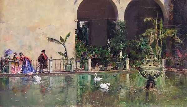 Reservoir in the gardens of the Royal Alcazar in Sevilla Oil Painting by Raimundo de Madrazo y Garreta