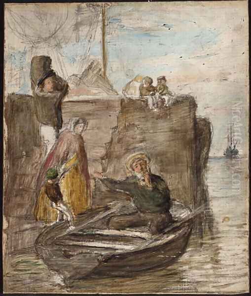 Anxious enquiries, c.1860 Oil Painting by William McTaggart