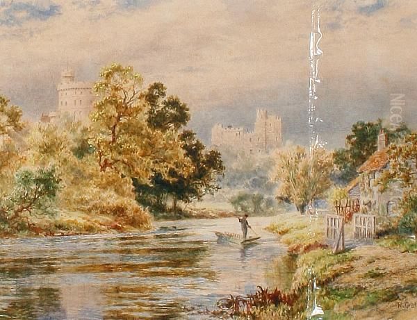 Punting Along The Thames At Windsor Oil Painting by Robert Gallon