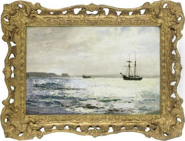 Shipping Off Old Milford Oil Painting by Robert Gallon